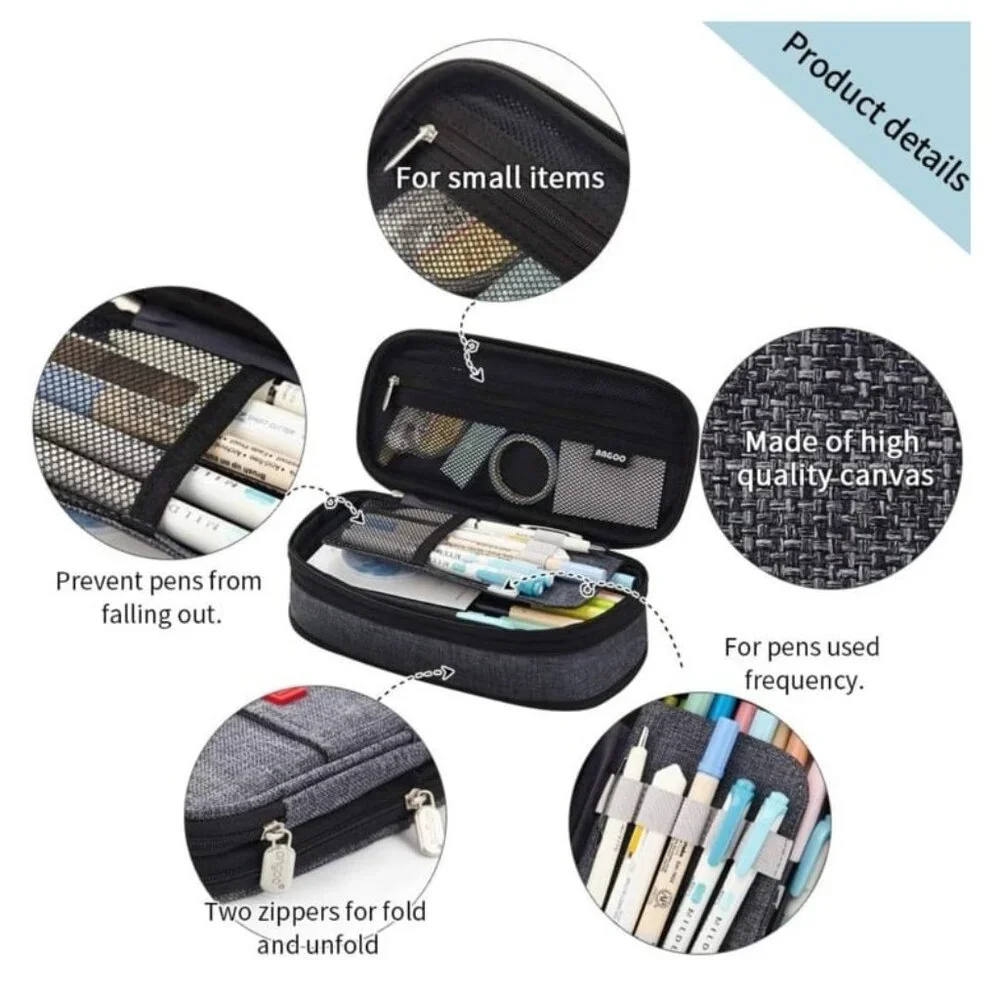 Angoo large capacity, pencil, and pen case.